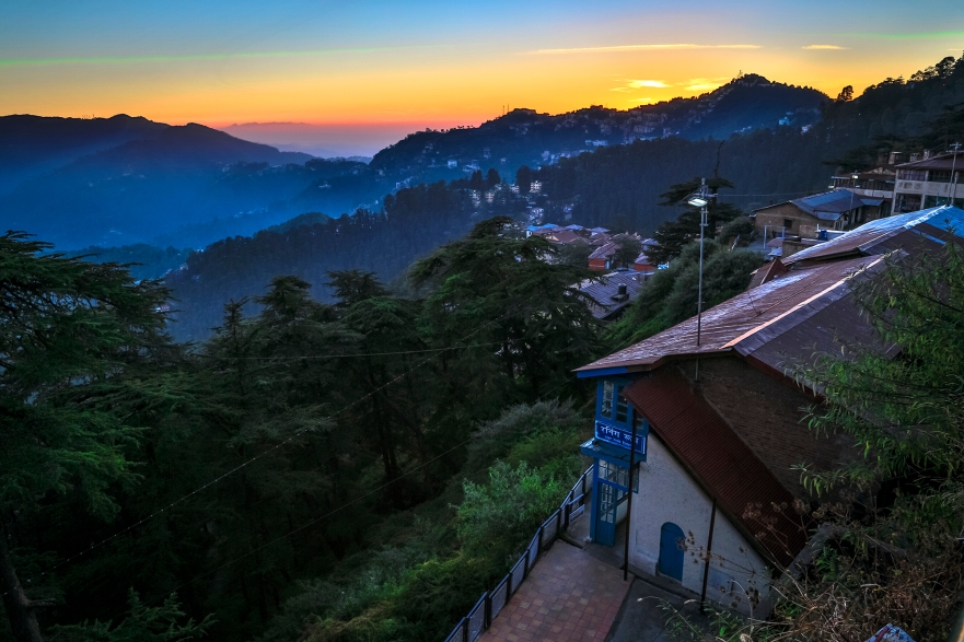 A typical Shimla Sunset as seen from the Shimla railway station.