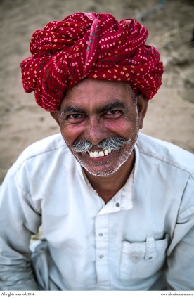 A traditionally dressed visitor at the Pushkar Mela.